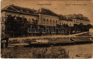 1919 Nagybecskerek, Zrenjanin, Veliki Beckerek; Polgári és felső kereskedelmi iskola, uszály / schools, barge (EK)