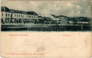 1900 Kassa, Kosice; Erzsébet tér, Adriányi Markó üzlete, piac. Breitner Mór kiadása / square, shops, market (EK)