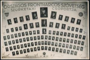 1935 Az Országos Frontharcos Szövetség Szürketaxi csoportja, tablókép, Platt Brunó budapesti műterméből, 15,5×23 cm