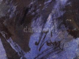 Szász jelzéssel: Kalapos hölgy. Festett selyem-karton, 40×29 cm