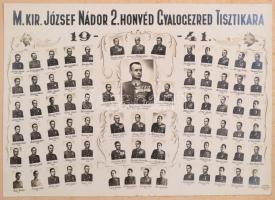1941 a M. kir. József nádor 2. honvéd gyalogezred tisztikara, tablókép, Borsay műterméből, kartonra ragasztva, 18,5×25,5 cm