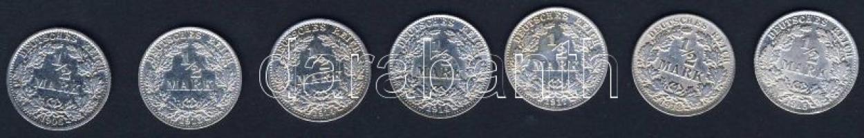 Német Birodalom/Császárság 1906-18. 1/2M Ag (7x) klf évszámmal T:2-/3,3