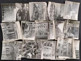 1956 Bp., a forradalom képei, 55 db fotó, hátuljukon feliratozva, 6,5×8,5 cm