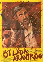 1984 Koppány Simon (1943-): Öt láda aranyrög, francia film plakát, főszerepben: Lino Ventura, hajtott, szélén kis szakadással, 56x38 cm