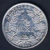 Német Birodalom/Császárság 1909G 1/2M Ag T:3/3+ kis ph.