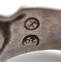 SS-Ehrenring / "Totenkopf" becsületgyűrű, ezüst (Ag.), jelzett, méret: 64, nettó 9 g