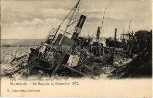 Ruse, Pyce, Roustchouk; Le Danube en Decembre 1902. M. Kamermann / The Danube River in December, steamships in ice pack (EK)