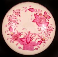 Herendi indiai kosár mintás porcelán bonbonier, kézzel festett, jelzett, hibátlan, d: 12 cm