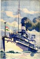 MFTR Magyar (Királyi) Folyam- és Tengerhajózási Rt. gőzhajója / Hungarian passenger steamship + 1937 Szent László gőzös MFTR hajópecsét (EK)