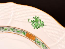 Herendi Appony mintás apró süteményes és süteményes készlet, kézzel festett, jelzett, apró kopásnyom...