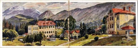 Topolsica (Sostanj), panoramacard, art postcard, artist signed