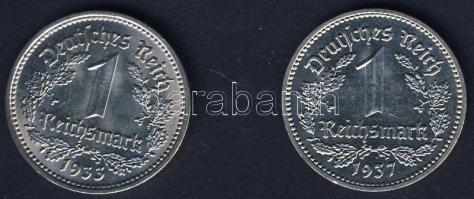 Német 3. Birodalom 1933D+1937F 1M (2x) klf évszám T:3