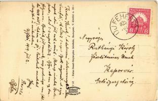 1929 Újfehértó, Piac tér és református templom télen, Hangya szövetkezet üzlete, Casino vendéglő, bo...