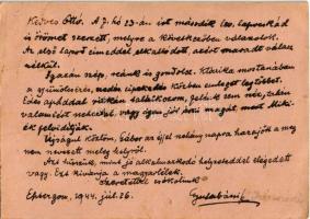 1944 Szölgyémi Gyula levele Kottler Ottónak zsidó 261. munkaszázad KMSZ (kisegítő munkaszolgálatos) ...