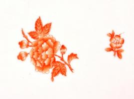 Herendi porcelán Eton mintás pecsenyés tál, kézzel festett, jelezett, kis kopásnyomokkal, 37×28 cm