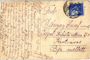 1932 Gyöngyösapáti (Gencsapáti), Józsi és Miki a konyha előtt, humoros erőhúzás talicskával. photo (...