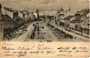 1900 Arad, Andrássy tér, lovaskocsik / square with horse carts (EK)