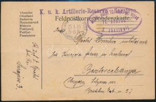 1915 Tábori posta levelezőlap / Field postcard "K.u.k. Artillerie-Reserve Sarajevo"