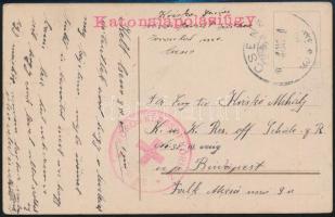 1915 Tábori képeslap / Field postcard VÖRÖSKERESZT KÓRHÁZ CSENE + Katonai ápolási ügy