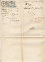 1862 Jegyzék 60kr (1858) + 2kr (1859) +1kr (1859) hirdetménybélyeggel