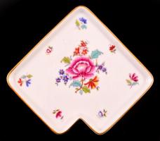 Herendi virágmintás porcelán tál, kézzel festett, jelzett, hibátlan, 13×13 cm