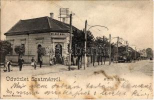 1904 Szatmárnémeti, Szatmár, Satu Mare; Attila utca, Molnár Mihály üzlete. Hollósi felvétele / street view with shop (EK)