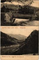 1909 Szentjózsef, Pojána, Poiana Ilvei, Sanisof; Les-Ilva-völgyi erdei vasút, hídpróba gőzmozdonnyal / Les-Ilva valley, narrow gauge industrial railway&#039;s load test on the bridge