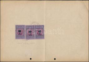 1945 Halotti anyakönyvi kivonat. Kaposvár, hátoldalán 3x200P/1P /16f (ismeretlen felülnyomású) illet...