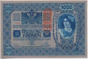 1902. 1000K függőleges Deutschösterreich felülbélyegzéssel, mindkét oldala német T:I,I-