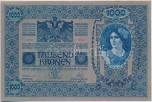 1902. 1000K függőleges "Deutschösterreich" felülbélyegzéssel, mindkét oldala német T:I,I-
