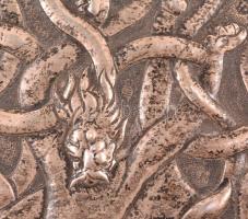 Szebényi Imre (1923-1983): Ezüst (Ag.) cigarettásdoboz József Attila idézettel, poncolt, trébelt, fa...