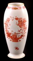 Herendi indiai kosár mintás váza, kézzel festett, jelzett, apró kopásnyomokkal, m: 23 cm