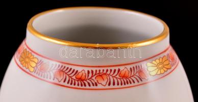 Herendi indiai kosár mintás váza, kézzel festett, jelzett, apró kopásnyomokkal, m: 23 cm