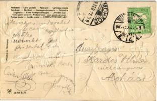 1909 Karambol a "Bodó" kávéházban / Collision at Café Bodó. Hungarian Emb. litho art postc...