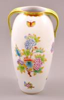 Herendi Viktória mintás váza, kézzel festett, jelzett, apró kopásnyomokkal, m: 20,5 cm