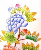 Herendi Viktória mintás váza, kézzel festett, jelzett, apró kopásnyomokkal, m: 20,5 cm