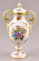 Herendi Viktória mintás porcelán amfora, tetővel, kézzel festett, jelzett, hibátlan, m: 26,5 cm