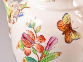 Herendi Viktória mintás porcelán amfora, tetővel, kézzel festett, jelzett, hibátlan, m: 26,5 cm