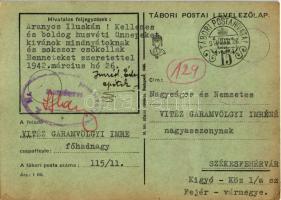 1942 Boldog Húsvéti Ünnepeket! Tábori Postai Levelezőlap. Kézzel rajzolt / WWII Hungarian military E...