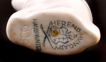Herendi porcelán nyuszi, kézzel festett, jelzett, hibátlan, m: 5,5 cm