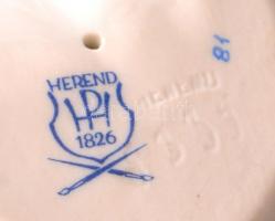 Herendi porcelán nyuszi, kézzel festett, jelzett, hibátlan, 11×11 cm