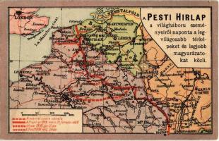 Pesti hírlap első világháborús térképe az 1918-as tavaszi offenzíváról / WWI Map of the Spring Offensive in 1918