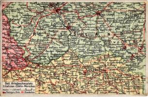 1916 Galizien-Lublin-Warschau. Postkarten des östlichen Kriegsschauplatzes. Nr. 3. / WWI Map of the Eastern Front with Galicia-Lublin-Warsaw + K.u.K. Militärzensur Lemberg 2. (EK)