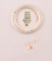 Zsolnay porcelán tál, kopott aranyozással, jelzett, 22×22 cm