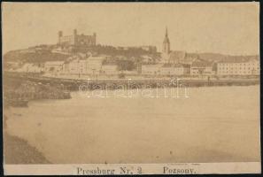 cca 1860 Pozsony látképe, fotó Heinrich Sommer bécsi műterméből, feltehetőleg a Reise an der Donau sorozatból, feliratozva, 6×9 cm /  cca 1860 The view of Bratislava, photograph from the atelier of Heinrich Sommer, possibly from the series Reise an der Donau, 6×9 cm