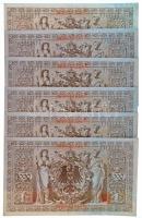 Német Birodalom 1910. 1000M piros pecsét, hétjegyű sorszámmal (6x) sorszámkövetők T:I- / 
German Em...