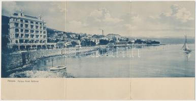 1907 Abbazia, Opatija; Palace Hotel Bellevue. 3-tiled folding card