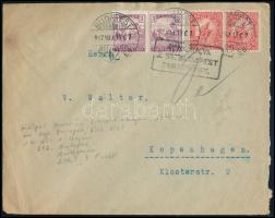 1917 Cenzúrázott levél Dániába, hadijog alapján felbontva / Censored cover to Danmark