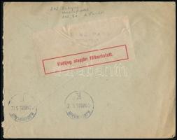 1917 Cenzúrázott levél Dániába, hadijog alapján felbontva / Censored cover to Danmark