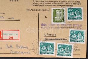 20 db ajánlott Hivatalos Felszólítás rengeteg bélyeggel és pótlásokkal kiegészítve, 1959 december